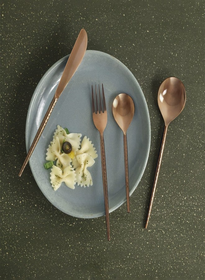 Ellementry Norah Rose Gold Hammered Cutlery Set of 4 - Image 1